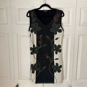 Leopards & Roses 100% Cotton Bohemian Boho Floral Dress Medium
